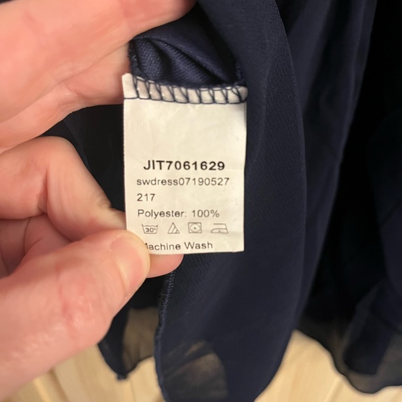 Navy lace chiffon dress - Picture 5 of 7